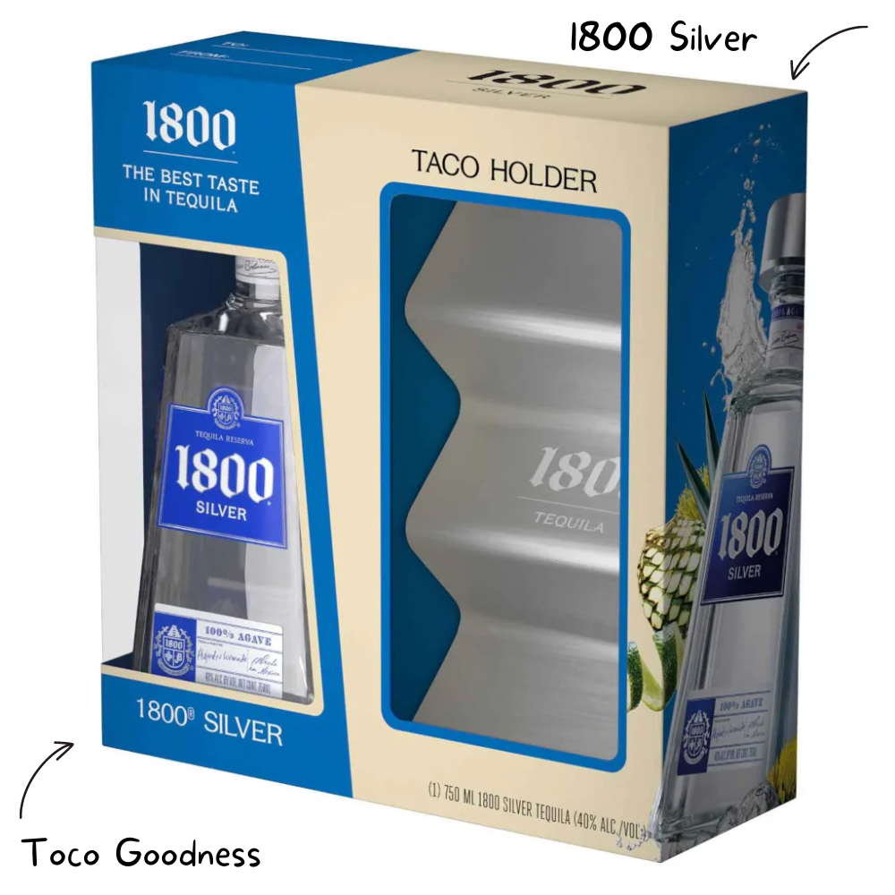 1800 Silver 80 Proof Gift With Taco Holder